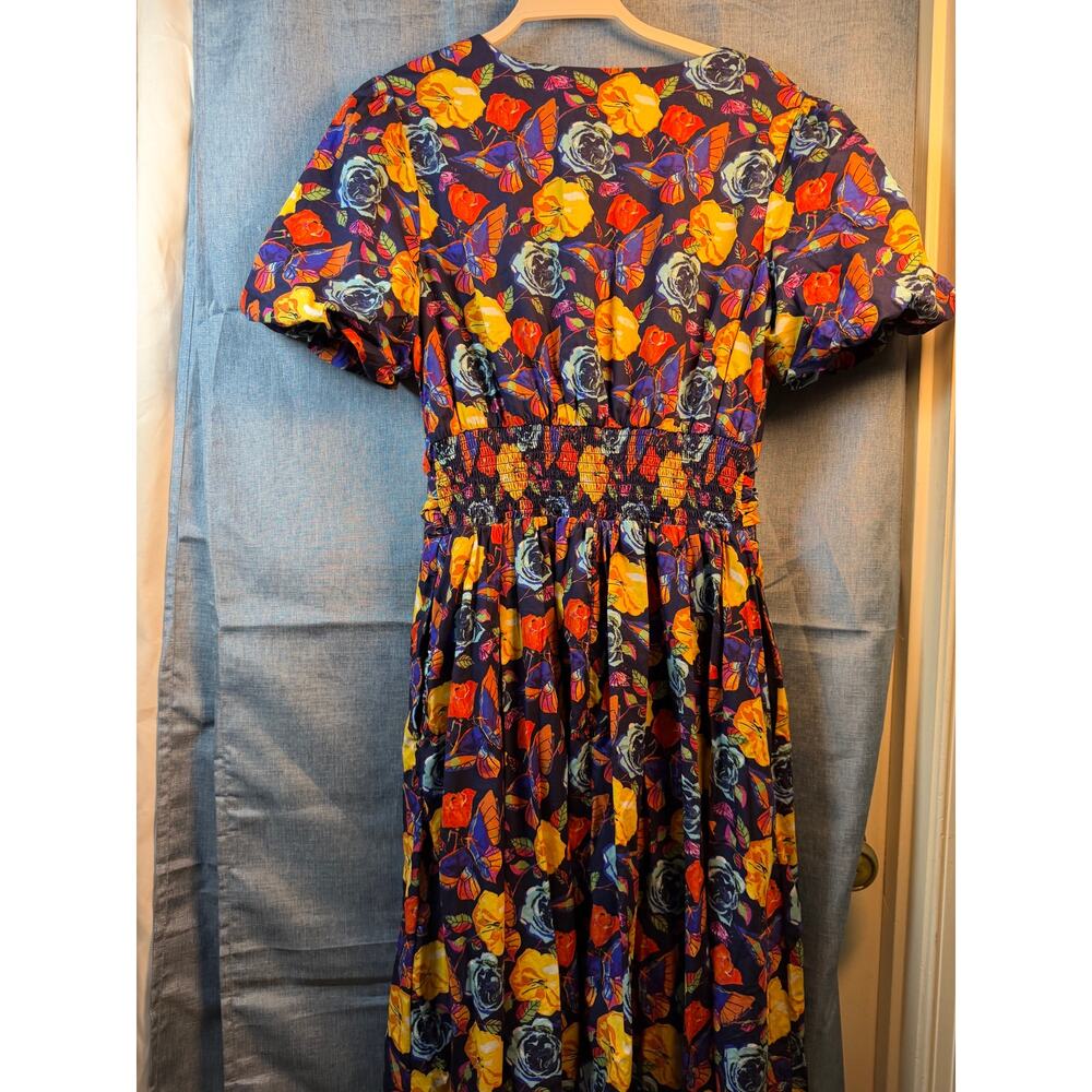Anthropologie Floral Midi Dress M Puff Sleeve Cottagecore Romantic Boho - Picture 6 of 8